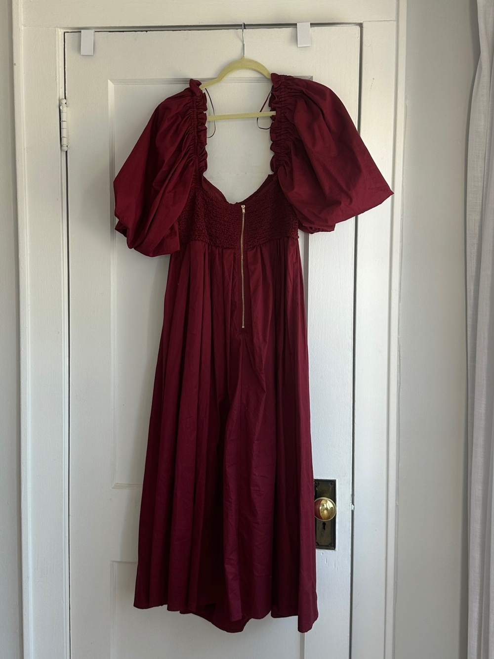 Sofie the Label Puff-Sleeve Midi Dress in Burgundy - Picture 4 of 4